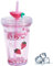 Bouteille d'eau mignonne avec paille - Paillettes, double paroi, motif Kawaii (44 cl, rose)