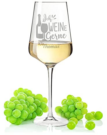 Leonardo XL Verre à vin avec gravure – Je aime le vin – Cadeaux amusants – Cadeau d'anniversaire original pour hommes & femmes – Convient comme verres à vin rouge ou blanc – Couleur Puccini