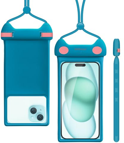 Universelle wasserdichte Handytasche mit Umhängeband, IP8X, Tauchen, Outdoor, Strand, schwimmend, Unterwasser, 17.8 cm, schöne Handyhülle, Trockentasche, 3D-nahtlos, staubdicht, für iPhone Mew (blau)