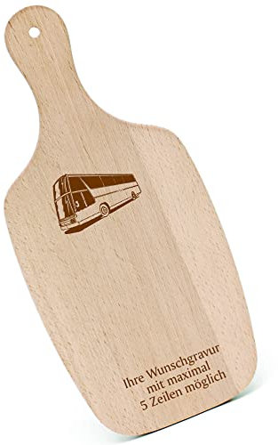 Chopping Board, Breakfast Board, Personalised Engraving, Camper Van with Handle, 330 x 150 cm, Wooden Kitchen Chopping Board