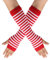B-HOT Warme fingerlose Handschuhe, dehnbar, gestrickt, Daumenloch, Sonnenschutz, lange Arme, gestreift, rot / weiß, Einheitsgröße