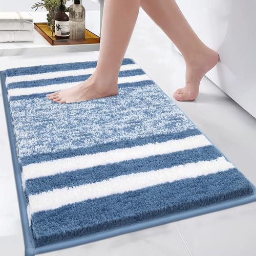 Pauwer Doux Tapis de Bain Antidérapant 50 x 80 cm, Microfibre Antidérapant Tapis Salle de Bain Absorbant l'eau Tapis de Douche Lavable et Epais pour Salle de Bain