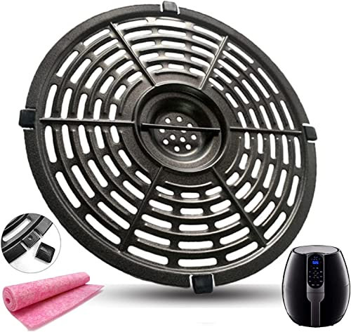 CyHiThai 5QT Round Air Fryer Replacement Parts Grill Pan for PowerXL/Gowise/Dash Air Fryers, Premium Double Layer Non-stick coating Air Fryer Grill Plate, Crisper Tray, Grate, Rack, Dishwasher Safe