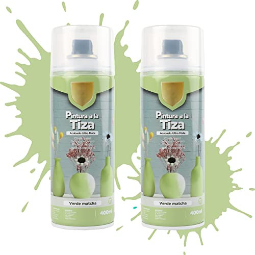 Etrexonline Pintura en Spray Ultra Mate a la Tiza, Chalk Paint Spray, Ideal para Metal,Madera y Cerámica, Acabado de Estilo Vintage - Colores Verde Matcha (400ml, 2 Unidades)