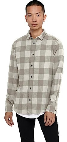 Kariertes Holzfäller Hemd Basic Langarm Flanellhemd Freizeit Karo Slim Fit Shirt Baumwolle ONSGUDMUND