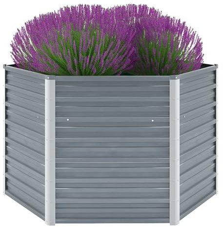 Camerina Garten-Hochbeet Verzinkter Stahl 129x129x77 cm Grau Hochbeete FüR Garten Gabionen Hochbeet Garten Box Balkonhochbeete Hochbeet Bausatz