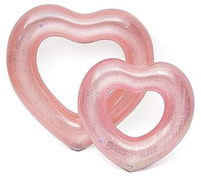 Bouée Gonflable Cœur Adulte en PVC Rose, Anneau Flottant | Ligne Flottante, Étanche et Épaisse, Portable, pour Jardin L'Été, Accessoire Piscine