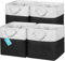 OrganiHaus Aufbewahrungsbox 28x28cm 4er-Set, Würfelkörbe aus Stoff mit Seilgriffen, Faltbare Aufbewahrungswürfel für Kallax Organizer, Ablagekörbe für das Kinderzimmer Schwarz-Weiss