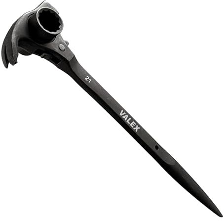 CHIAVE POLIGONALE A CRICCHETTO REVERSIBILE 21-22 mm PER PONTEGGIO IN ACCIAO CHROME VANADIUM BRUNITO VALEX