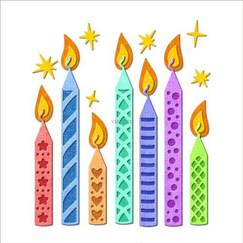 XMZZMX Metall-Stanzformen für Geburtstagspartys, Kerzen-Festivals, zur Kartenherstellung, Papierprägestanz-Set, Vorlagen, Aufbewahrungstaschen, Zubehör, Fotorahmen, Album, DIY, Scrapbooking,