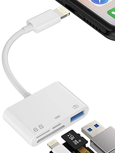 Adattatore Lightning Micro SD Lettore Schede SD 4in1 Caricatore Card Reader USB 3.0 Jack Chiavetta Scaricare Foto Per Apple iPhone 14 13 12 11 Pro Max 7 8 Plus X Per iPad Air Tablet Accessori Cavo OTG