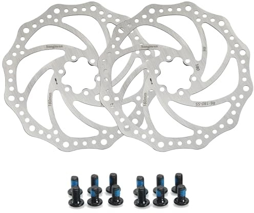 Yongness 2 Stück Fahrrad Bremsscheibe mit 12 Schrauben 140 mm/160 mm/180 mm/203 mm Fahrradbremsscheibenrotor für Citybike, MTB, Rennrad, Fahrradteile (Silber, 160mm)