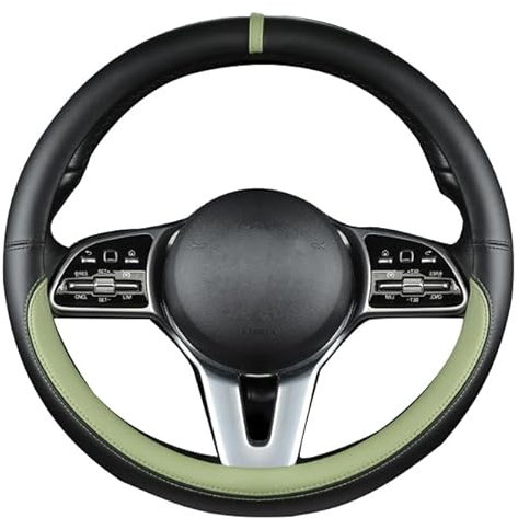 Unifizz Auto-Lenkradbezug, 38,1 cm, für Damen, Leder, Universal-Lenkradbezüge für Auto (grün)