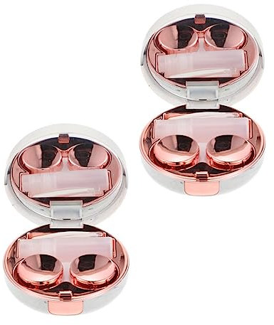 PartyKindom 2pcs Marble Pattern Contacts Box Compact Eye Case for Home Travel