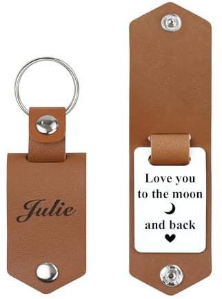 Porte-clés en cuir personnalisé, cadeaux pour hommes/petit ami/papa/mari, cadeaux commémoratifs de famille, cadeaux de pendaison de crémaillère (brown)