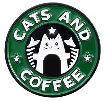 Emaille-Anstecknadel mit Katzen und Kaffee, Tier-Broschen für Damen, Mädchen, Kleidung, Anstecknadel, Zubehör, Schmuck, Geschenk, Einheitsgröße, Kunststoff, Kein Edelstein