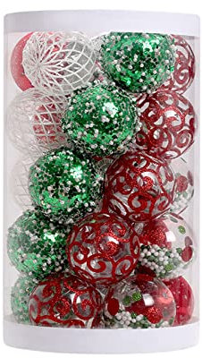 Weihnachtskugeln 25 Stück/Box Grün Weiß Kugeln Box Paket Weihnachtsbaum Dekoration Weihnachten Hängende Geschenke Weihnachtskugeln