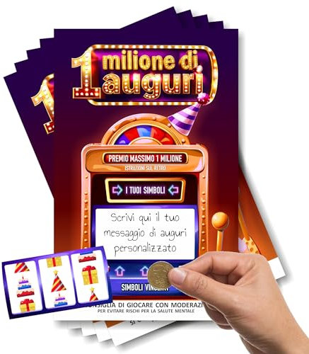5 Gratta e Vinci compleanno Auguri Biglietto divertente simpatico Sorpresa Idee Regali Personalizzabili Donna Uomo Idea Regalo originale Gadget Scherzo Viaggio Cena (5 pezzi - ogni età)