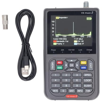Satellitenfinder DC5V 9V 12V Eingangsspannung 3,5-Zoll-Bildschirm Digitales SAT-Messgerät Typ C Schnelllade-Multifunktions-DVB-Receiver