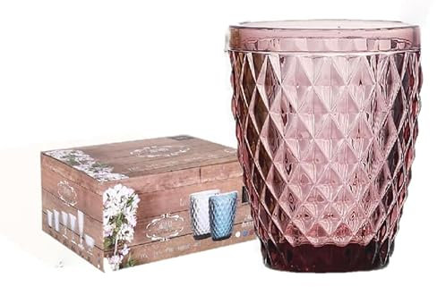 Lot de 6 verres en verre | Eau – Boissons – Whiskey | 6 verres en verre 270 cl | Original Mediterranea (Rose)