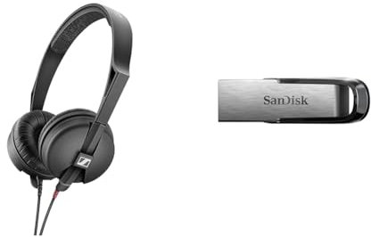 Sennheiser HD 25 LIGHT Lightweight On-Ear DJ & Monitoring Headphones & SanDisk 128GB Ultra Flair USB 3.0 Flash Drive, USB stick, memory stick with transfer speed