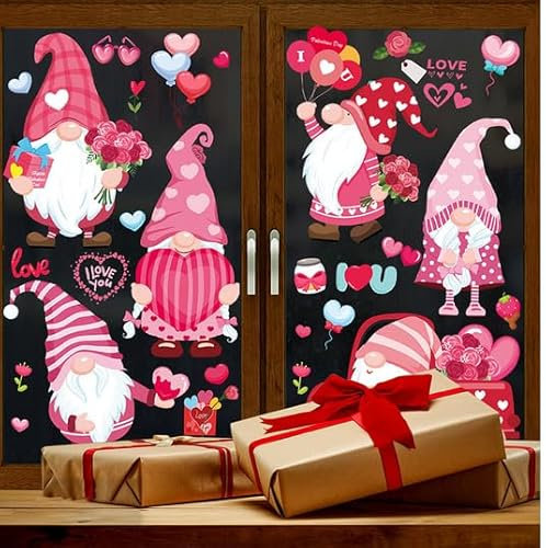 Statischer Fensteraufkleber Zum Valentinstag, Kobold, Zwerg, Schaufenster, Tür Und Fensterglas, 20 X 30 X 9 Cm