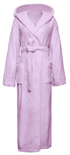 Generico Pigiama Allattamento Bottoni Vestaglie Lunghe con Cappuccio da Donna Accappatoio in Pile di Lusso Lussuoso con Cintura e Tasca Vestaglie da Donna a Lunghezza Intera Acapatoglio (Purple, M)