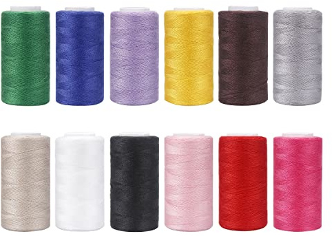XCZYN 12 Spulen Polyester Mehrzweck Nähgarne Bunte Bunte Vorgewickelte Spule Garn 382Yard/350m Jede Spule Für Stick- und Nähmaschine DIY Stickgarn Nähgarn