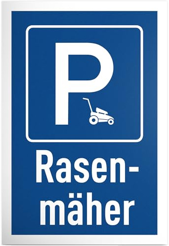 DankeDir! Parkplatz Rasenmäher - 30 x 20 cm Schild Kunststoff - Garten Deko Rasenmäher Stellplatz - Geschenkidee für Gartenliebhaber - Wetterfestes Hinweisschild