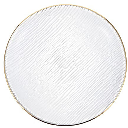 SHOWERORO Japanese Gold Edged Horizontal Glass Plate Decor Plate for Fruit Salad Dessert Serving Home