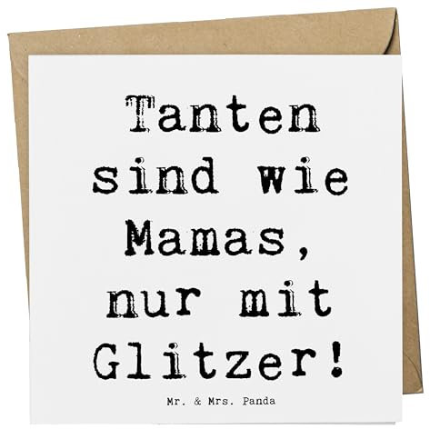Mr. & Mrs. Panda Grußkarte Spruch Glitzernde Tante - Geschenk, faltkarte, für, Familienmitglieder, doppelkarte, Familie, Neffe, herzerwärmende Sprüche, Spaß, Glückwunschkarte, Klappkarte, anlasskarte