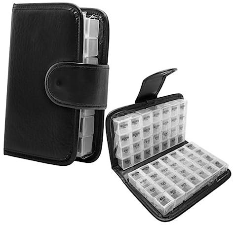 IWOWHERO Medikamentenbox Organizer 28 Fächer Abnehmbar Pu Leder Tablettenbox Wochenpillenbox Für Reisen Alltag Senioren
