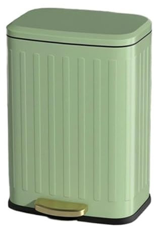 Recycling Bins 6L/12L Household Kitchen Living Room Trash Can Large-capacity Pedal Double-layer Garbage Can Stainless Steel Trash Can Waste Paper Basket(Green,12L)