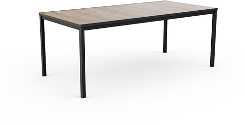 Keter Porto Esstisch für den Außenbereich, für Garten und Terrasse, 200 x 95 x 75 cm, geeignet für 8 Personen, Tischplatte in Holzoptik, Gestell aus Metall, Graphit