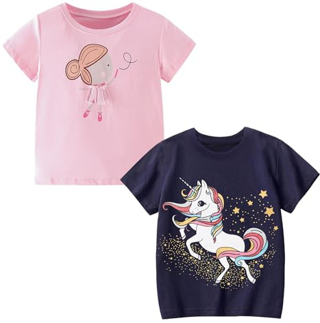 Codkkre T-Shirts à Manches Courtes pour Fille en Coton 3-8 Ans