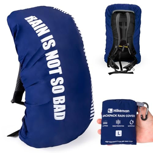 HIKEMAN Regenschutz für Rucksäcke Rucksackschutz Wasserdicht - Wasserdichter Rucksack Regenhülle,20L-30L Regenschutz Schulranzen für Wandern,Camping,Radfahren,Reisen und Schulranzen (Sapphire, L)