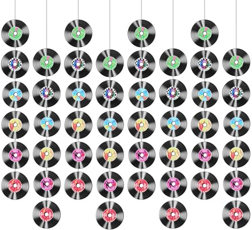 8 Stück Schallplatten Deko,Rock and Roll Musik Party Dekorationen,Retro Deko,Papier Banner zum Hängen für Rock Musik Geburtstag,50er und 60er Jahre Party Dekos