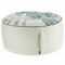 Eurofirany Pouffe Sitzpouf 53x23 cm beige-grün Blätter aufblasbar Garten Balkon Terrasse Outdoor Camping rund leicht Puff Sitzkissen Hocker Lounge Möbel