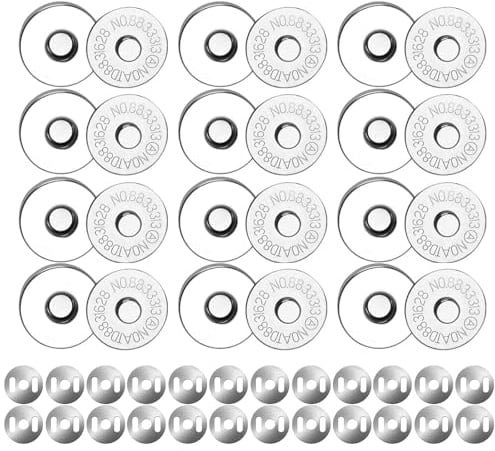 24 Stück Magnetknöpfe, 14mm Magnetverschluss Tasche, Magnetknöpfe Ohne Nähen, Magnetknöpfe Zum Annähen, Geeignet für Handtaschen, Geldbörsen, Mäntel, Jacken, Windjacken