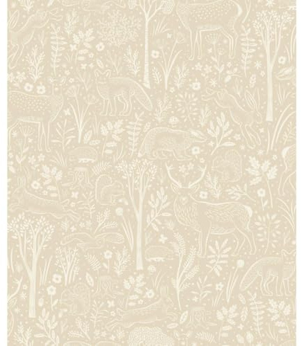 Cream Scrubbable Charming Wallpaper - Little Dreamers Animals Nature Forest - Nursery Kids Room Play Area Playful - Paste The Wall Vinyl Wallpaper - 10.05m x 53cm Roll - Feature Wall Sophisticated