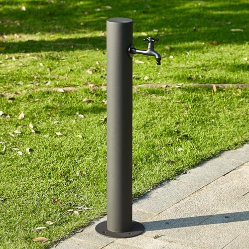 HARELA Colonna d'Acqua da Giardino Cilindrica in Acciaio Inox per Esterni, Moderna Fontanelle da Giardino, Rubinetto Antigelo per Esterno, per Esterno Casa Giardino