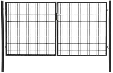 Doppelflügeltor Flügeltor Einfahrtstor Gartentpforte Doppeltor Hoftor Gartentor, Farbe:Anthrazit, Gartenpforte Breite:3x 1.6m