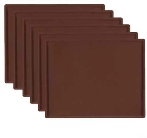 Lot de 6 tapis de cuisson en silicone avec rebord surélevé, tapis déshydratant anti-adhésif pour Cosori, convient pour la cuisson de biscuits, rouleaux de fruits et viande (marron)