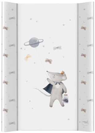 CEBA BABY Harte Wickelauflage 50x70 cm – Ultra Light Wickelbrett für Wickelkommode, leicht & stabil (Cosmic Mouse)