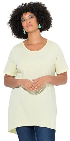 Angel of Style Damen große Größen Übergrößen Plus Size Longshirt, Rundhals, Halbarm, gerundeter Saum Sorbet gelb 48 832019603-48