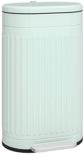 HOMCOM Mülleimer 30L mit Deckel und Fußpedal Grün 36,5 x 31,2 x 60,8 cm | Mit Deckel und Fußpedal, Müllbehälter mit Herausnehmbarem Inneneimer, Soft-Close-Funktion, für Wohnzimmer, Büro