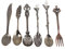 6pcs Retro Vintage Style Zinc Alloy Carved Coffee Ice Cream Fruit Dessert Spoons And Fork, Golden/Sliver/Red Brass/Antique Brass (Color : Antique Brass)
