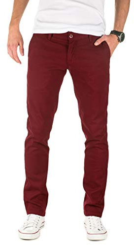 WOTEGA Herren Chinohose Pattern - Slim Fit Chino Hose Gemustert, Rot (Tawny Port 191725), W32/L34