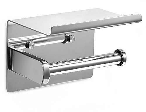 Ecooe Toilet Paper Roll Holder Stainless Steel Wall-Mounted with Spacious Shelf for Kitchen and Bathroom Paper Roll Holder Kitchen Roll Holder