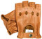 Prime Fingerlose Echtleder-Handschuhe für Motorradfahrer, Halbfinger, 309 (Hellbraun, M)